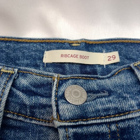 Levi's Denim - Levis Ribcage Bootcut Jeans Womens 29 High Rise Button Fly Blue‎ Denim (26x31.5)